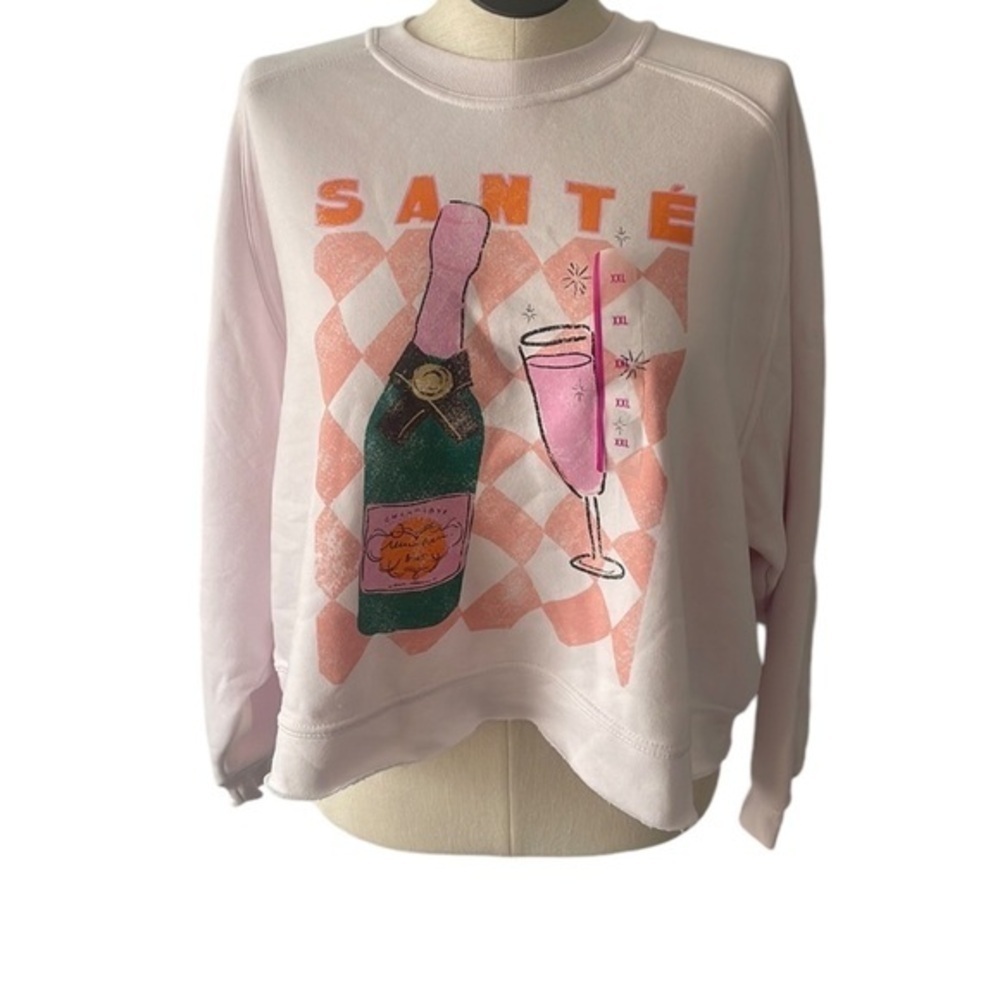 Grayson/Threads sweatshirt pale pink crew crop plus graphic Santé Size XXL